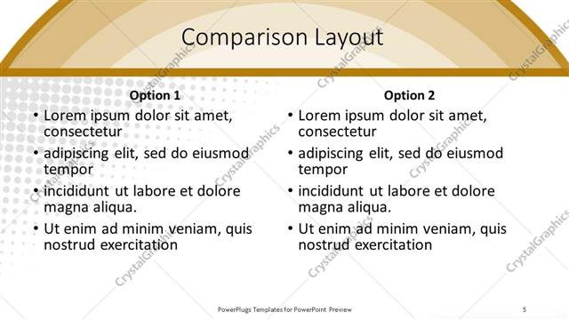Comparison presentation slide layout