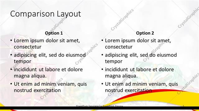Comparison presentation slide layout