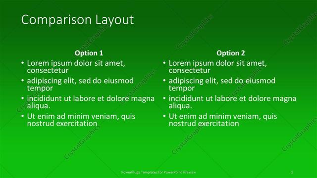 Comparison presentation slide layout
