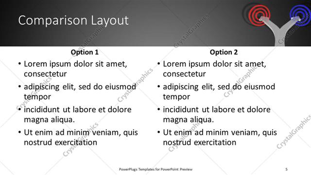 Comparison presentation slide layout