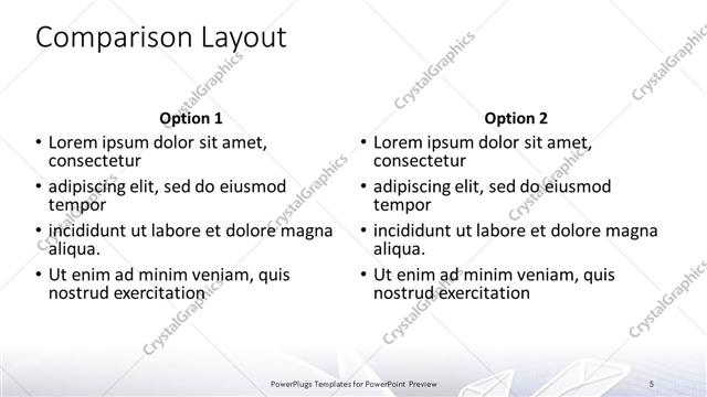 Comparison presentation slide layout