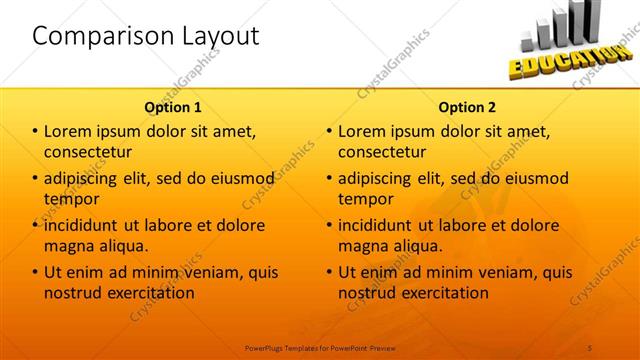 Comparison presentation slide layout