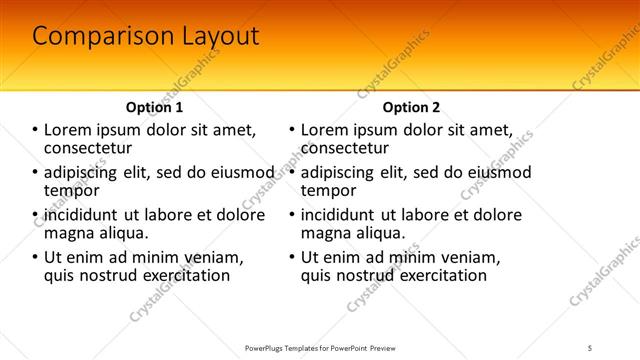 Comparison presentation slide layout