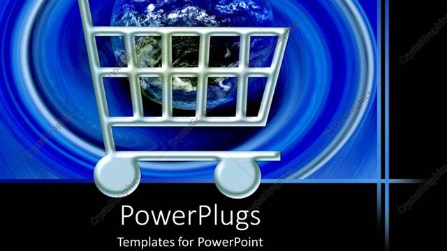  Presentation with www - Silver colored cart with an earth globe in?an @ symbol