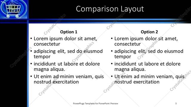 Comparison presentation slide layout