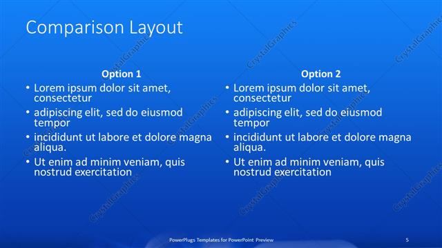 Comparison presentation slide layout