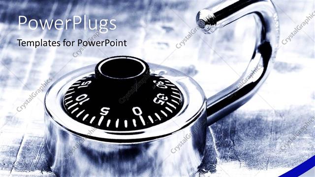  Presentation with rain - Silver colored combination pad lock on the floor with rain