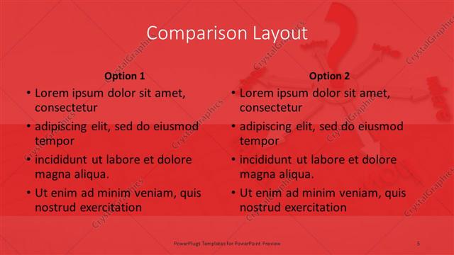 Comparison presentation slide layout
