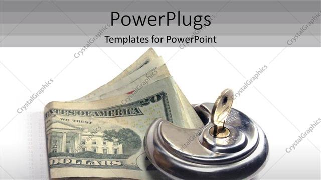  Presentation with bills - Silver colored key knob holding down on dollar bills