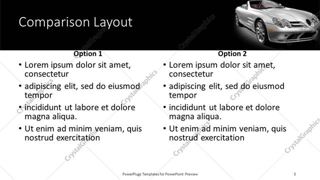 Comparison presentation slide layout