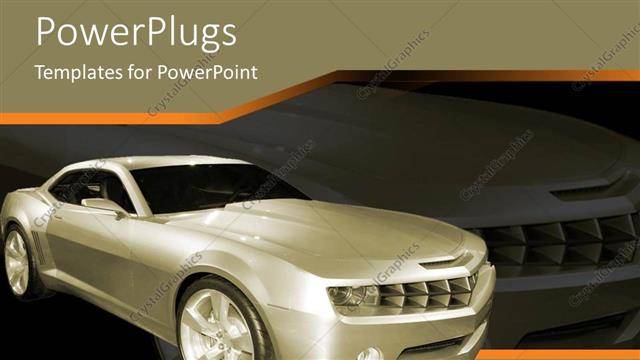  Presentation with vehicle - Silver concept car with background of close up of front of vehicle