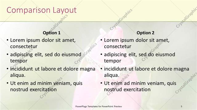 Comparison presentation slide layout