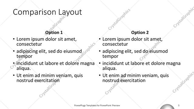 Comparison presentation slide layout