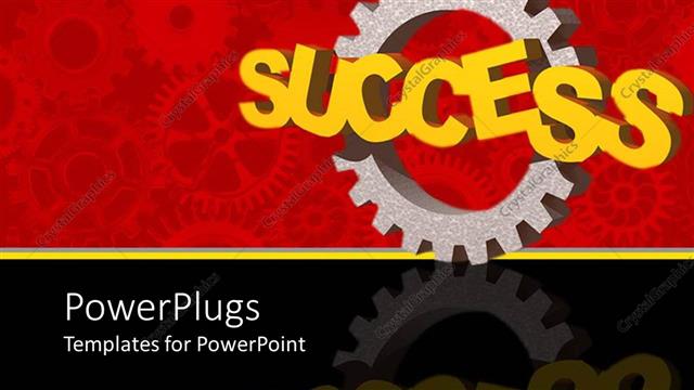  Presentation with gear - Silver gear behind yellow Success on red background