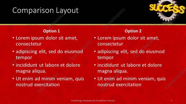 Comparison presentation slide layout