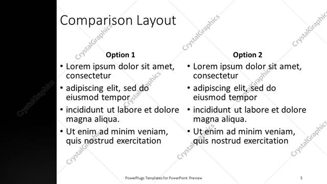 Comparison presentation slide layout