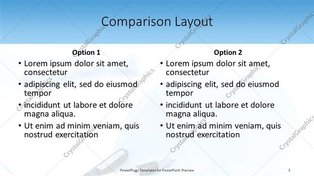 Comparison presentation slide layout