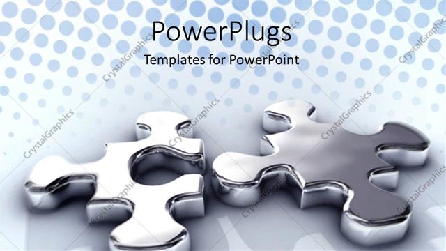  Presentation with jigsaw - Silver jigsaw puzzle pieces on blue background