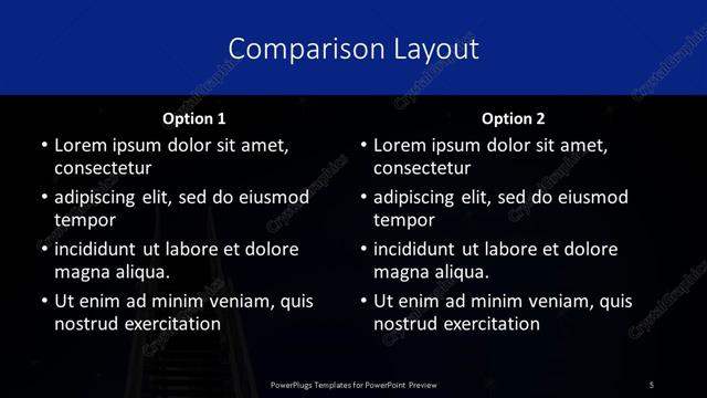 Comparison presentation slide layout