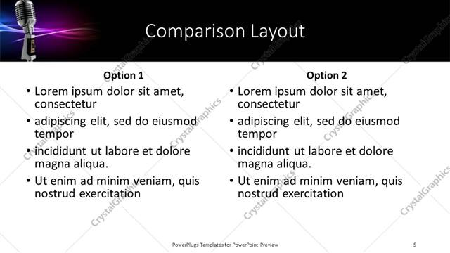 Comparison presentation slide layout