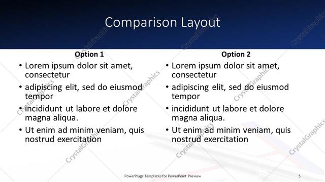 Comparison presentation slide layout