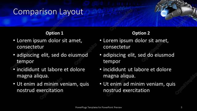 Comparison presentation slide layout
