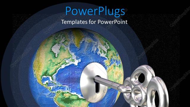  Presentation with treasure - Silver treasure key placed in blue globe