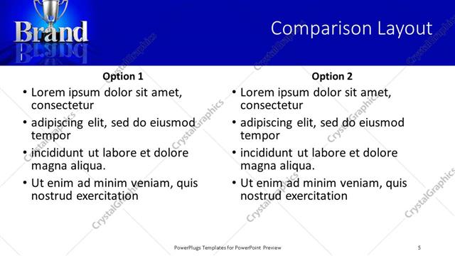 Comparison presentation slide layout
