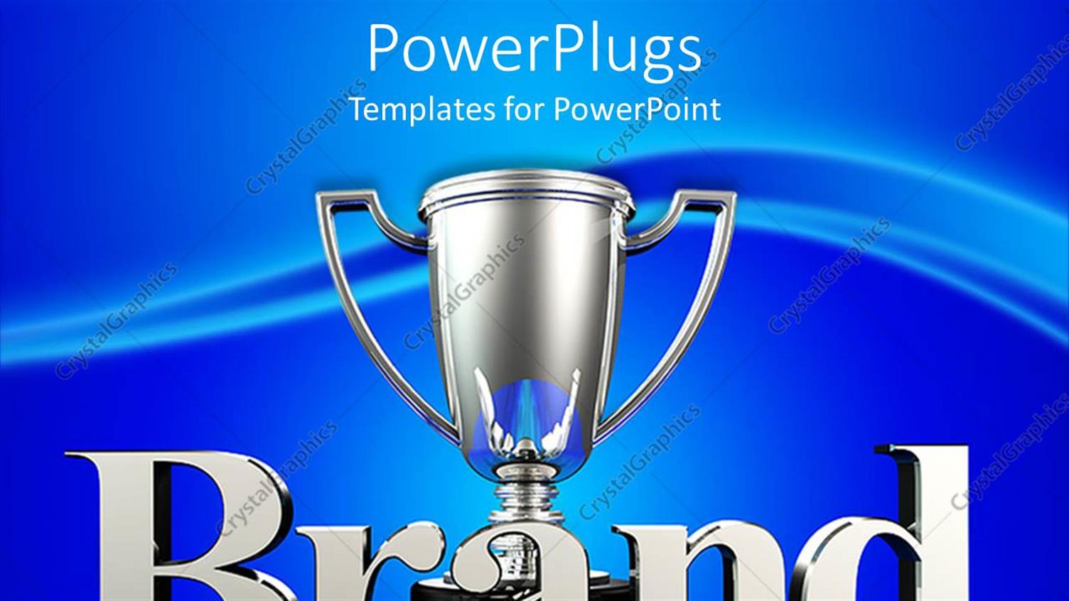 Featuring Silver Trophy Cup for Brand Winner on Blue Background