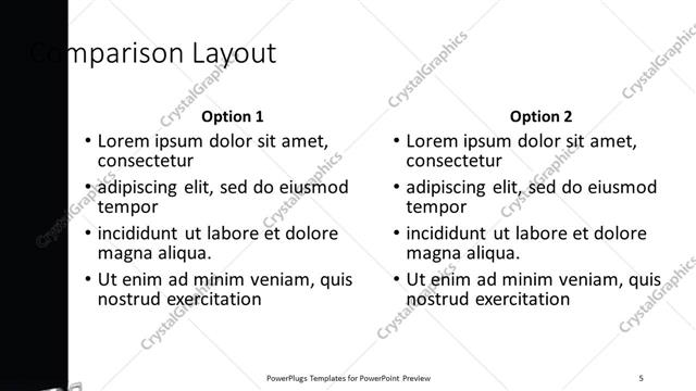 Comparison presentation slide layout