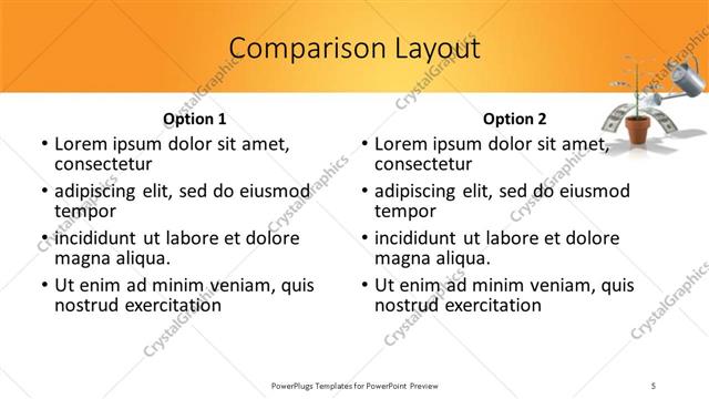 Comparison presentation slide layout
