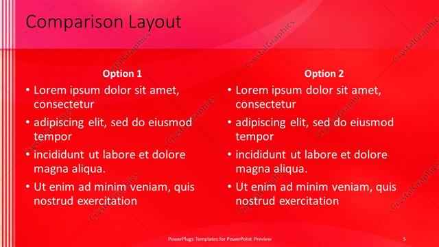 Comparison presentation slide layout