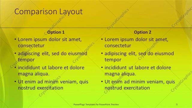 Comparison presentation slide layout
