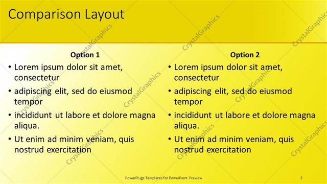 Comparison presentation slide layout