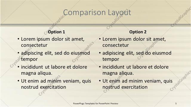 Comparison presentation slide layout