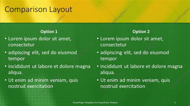 Comparison presentation slide layout