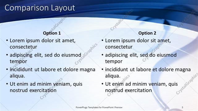 Comparison presentation slide layout