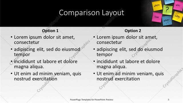 Comparison presentation slide layout