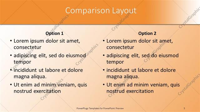 Comparison presentation slide layout