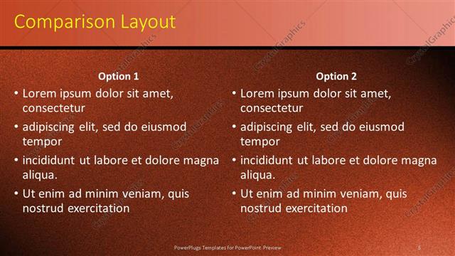 Comparison presentation slide layout