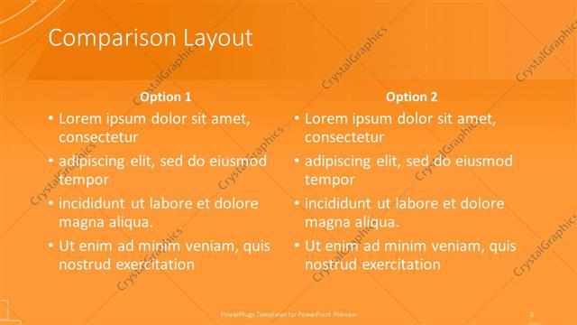 Comparison presentation slide layout