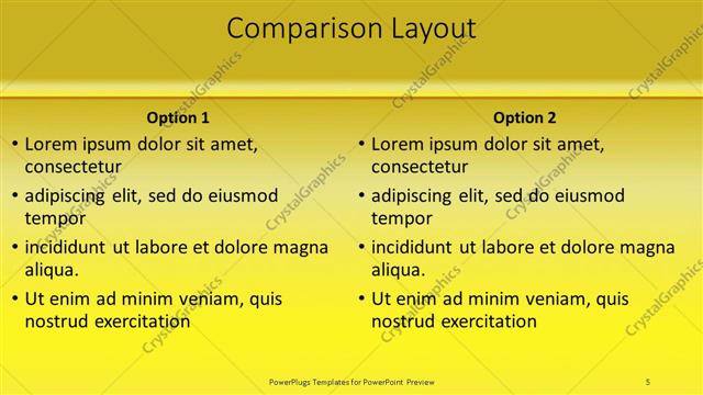 Comparison presentation slide layout