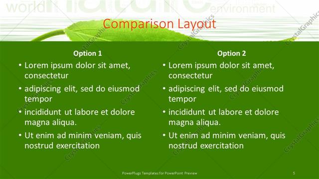 Comparison presentation slide layout