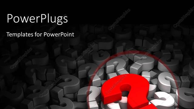  Presentation with single color - Single red color question mark in focus over the others with black color