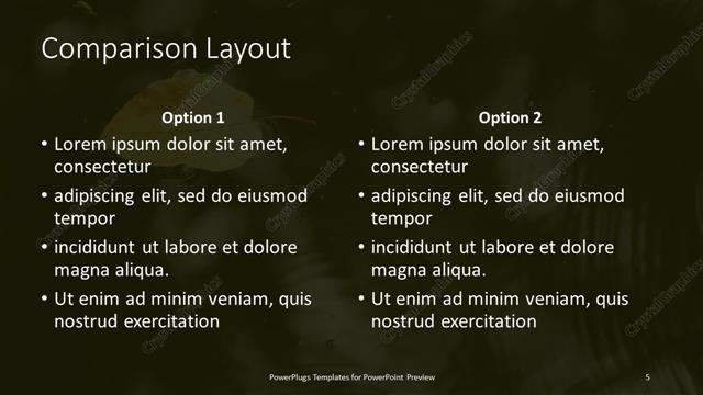 Comparison presentation slide layout