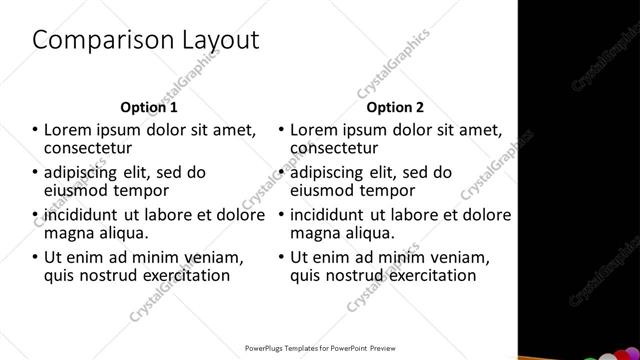 Comparison presentation slide layout