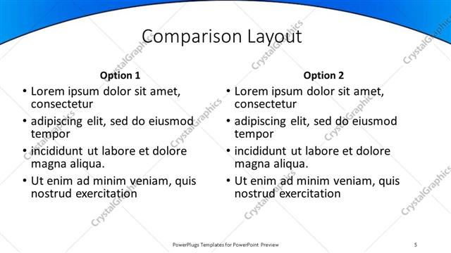 Comparison presentation slide layout