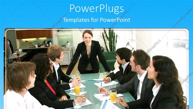  Presentation with women meeting - Six business men and women having a meeting with a leader