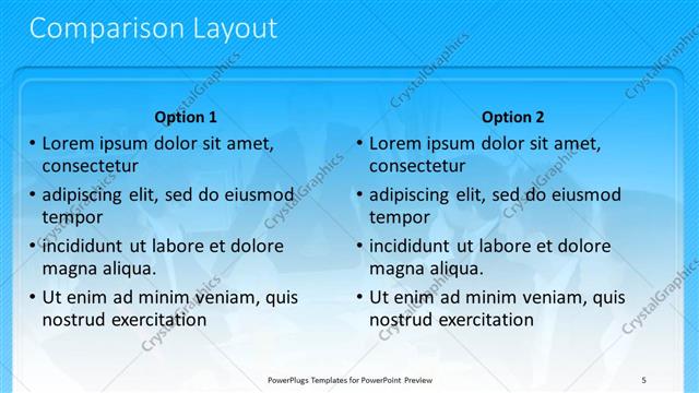 Comparison presentation slide layout