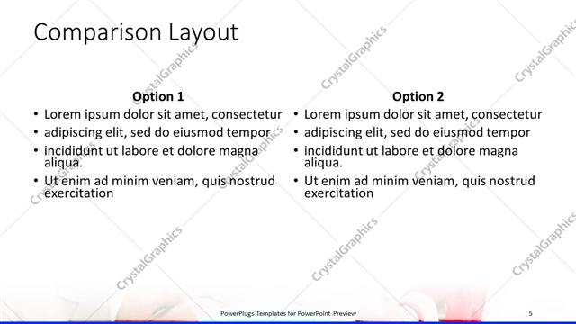 Comparison presentation slide layout